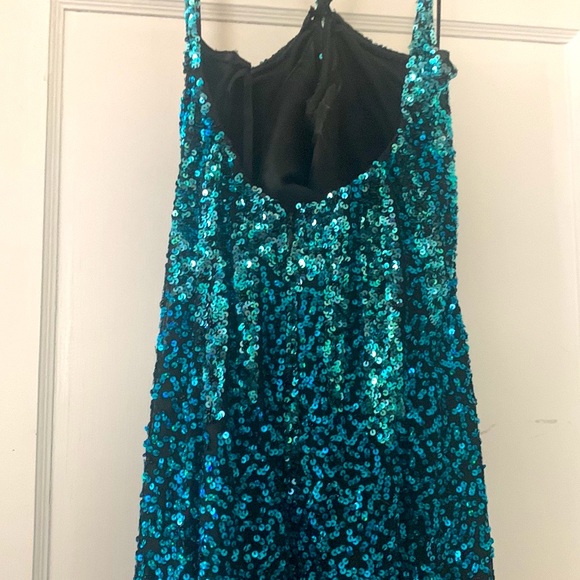Adrianna Papell Evening ombré blue sequin gown sequin prom dress wedding guest - Picture 5 of 12